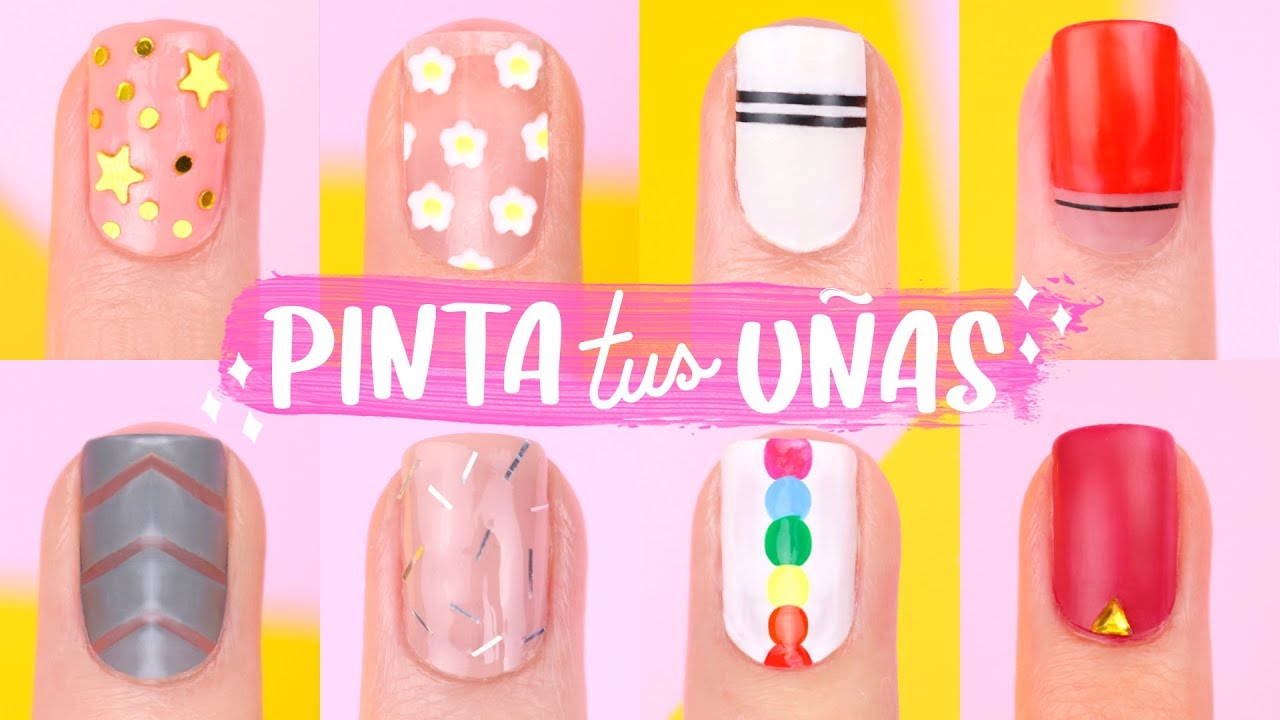 8 IDEAS PARA PINTAR TUS UÑAS BONITAS! Diseños FACILES - Tutoriales Belen