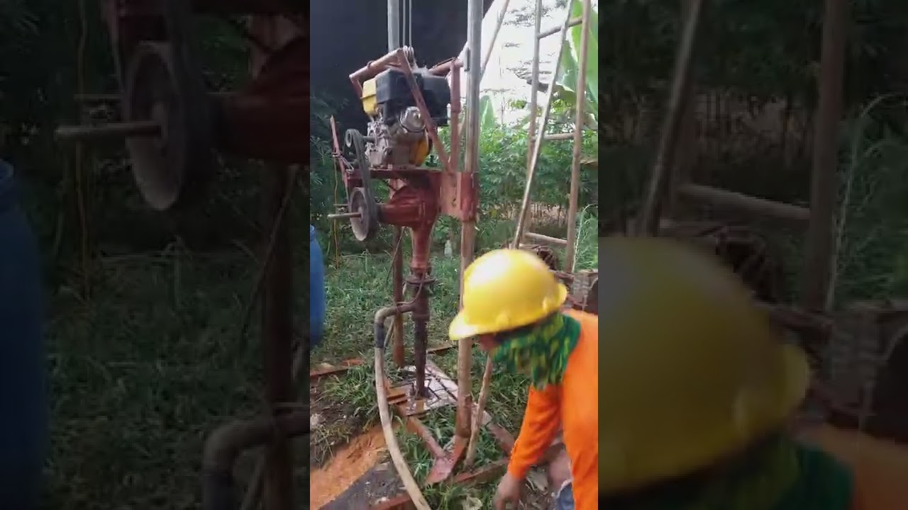 Simulan na ang Bakbakan..., drilling while raining..... DIY small drilling machine.