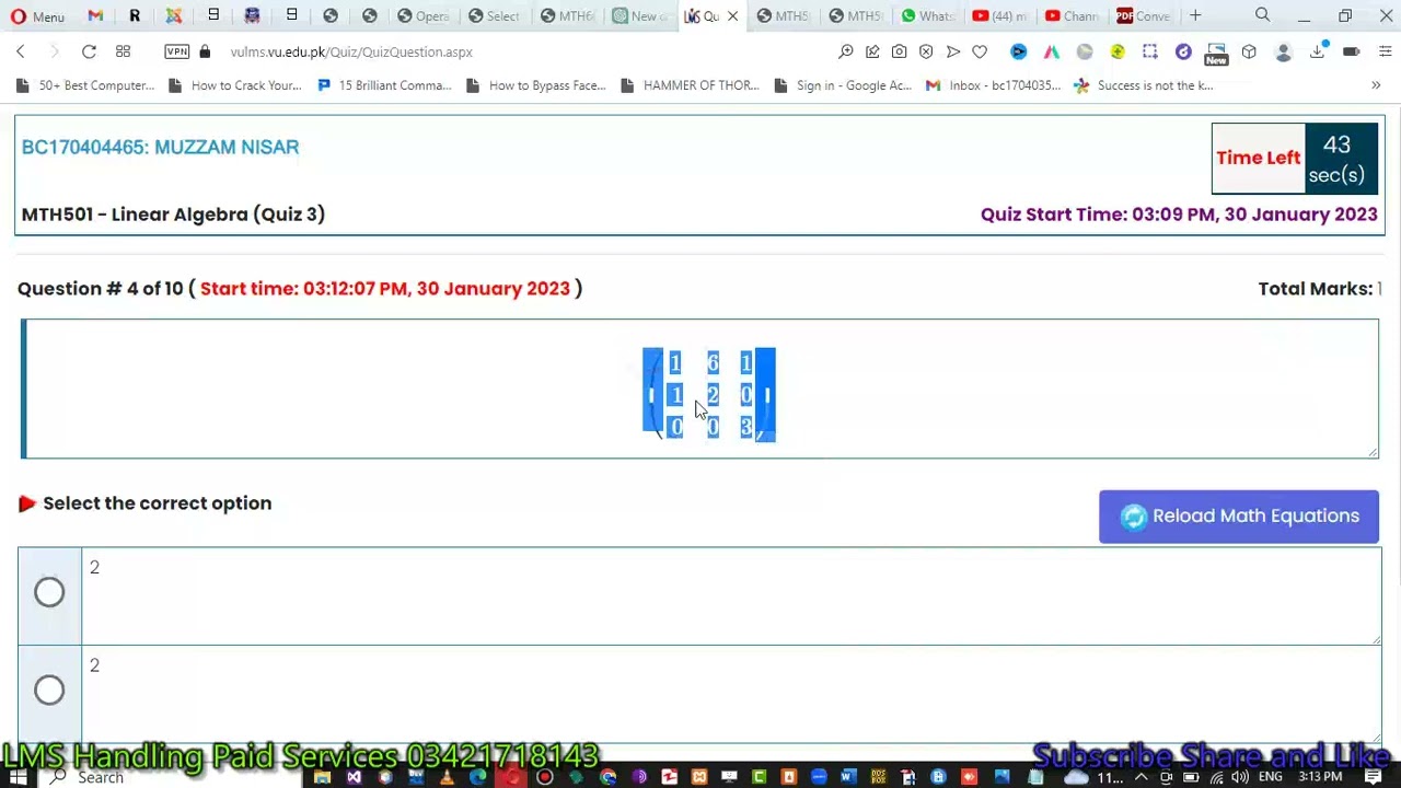 mth501 quiz no 3 solution fall 2022 MTH501 Quiz 3 2023 MTH501 Quiz 3 solution 2023 Mth501 quiz 3