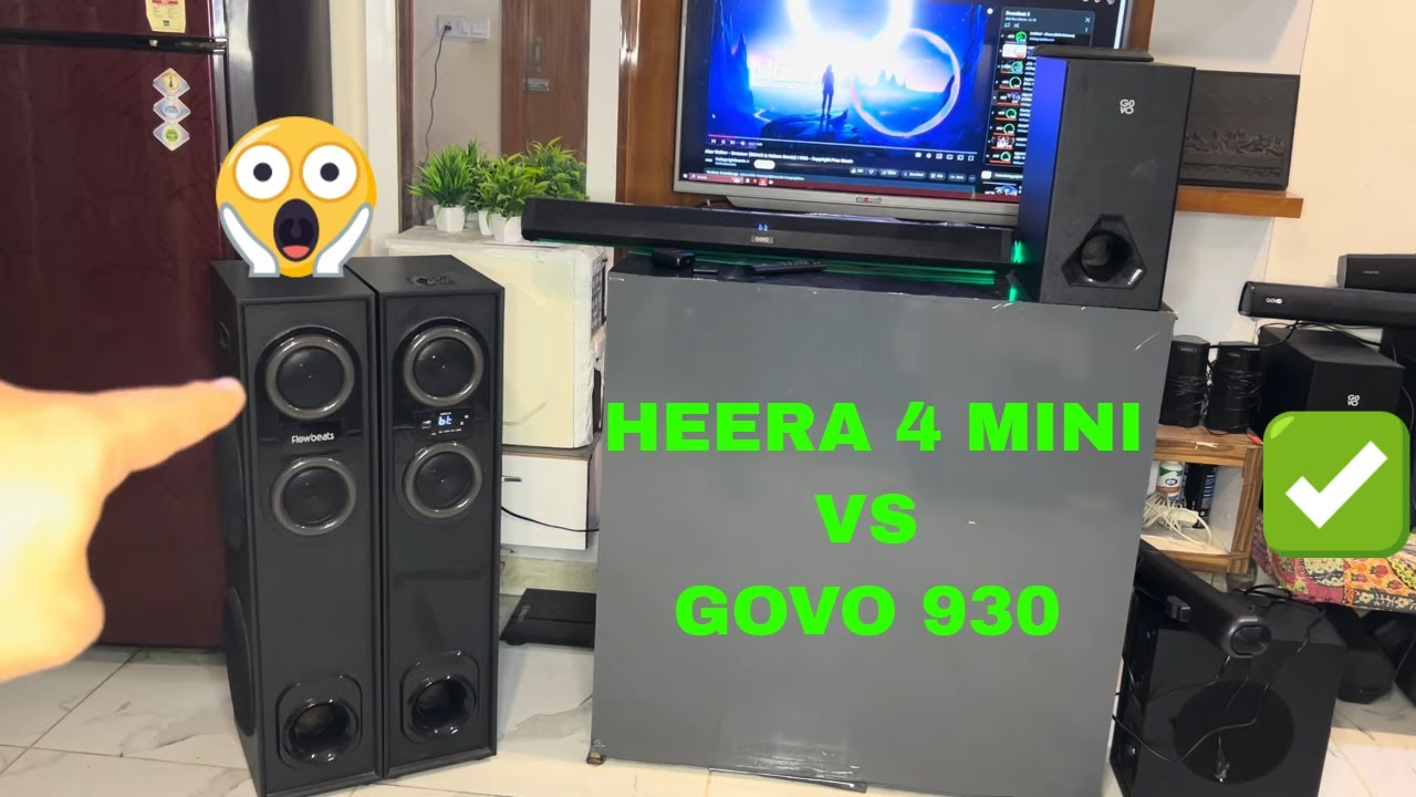 Flowbeats Heera 4 Mini Pro Tower Speaker VS GOVO GOSURROUND 930 250W soundbar ⚡️Soundtest And Review