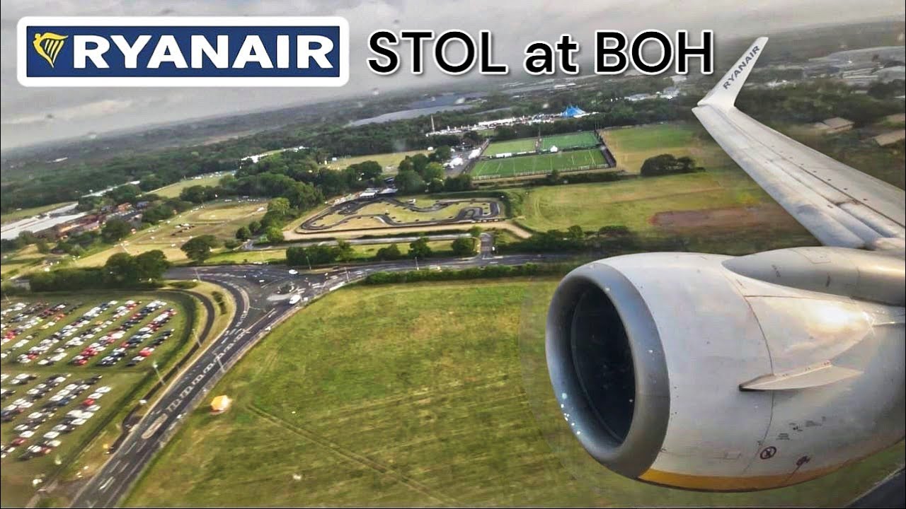 Full Power Short Takeoff Bournemouth Airport Ryanair Boeing 737 800 - BOH STOL Landing Murcia RMU
