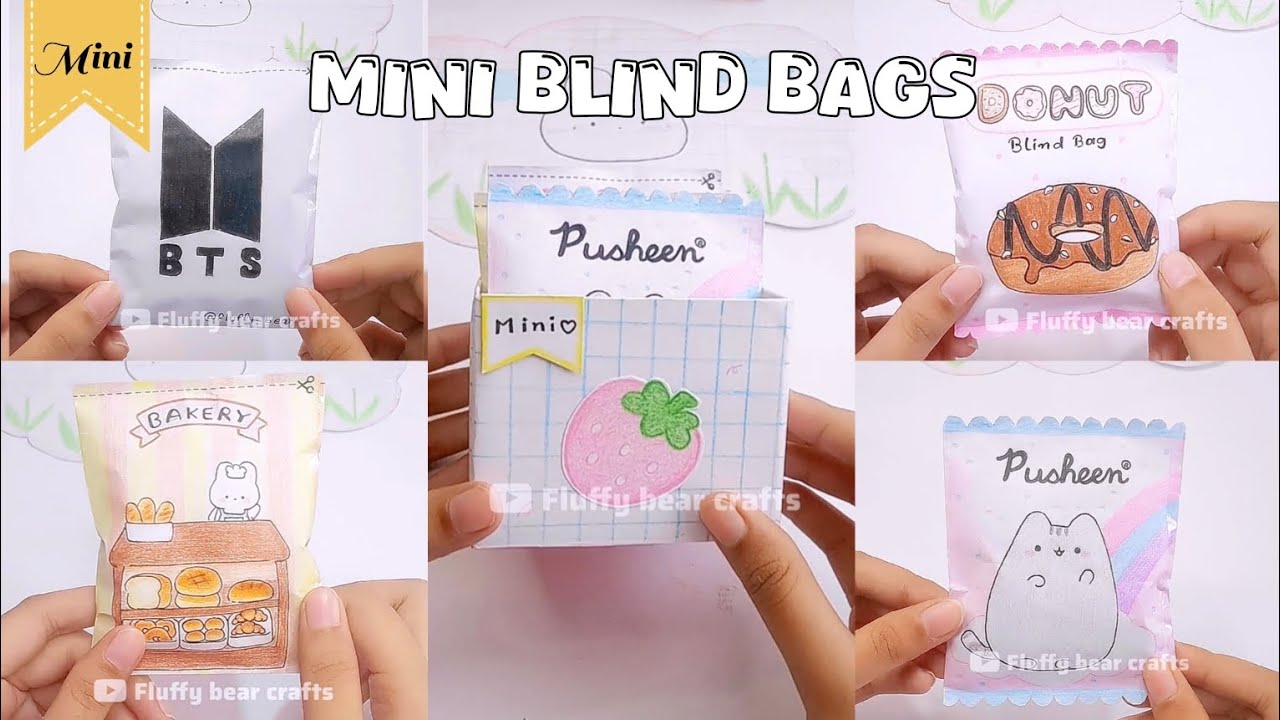 Opening 4 mini blind bags🎀 #diy #blindbag #unboxing #papercraft