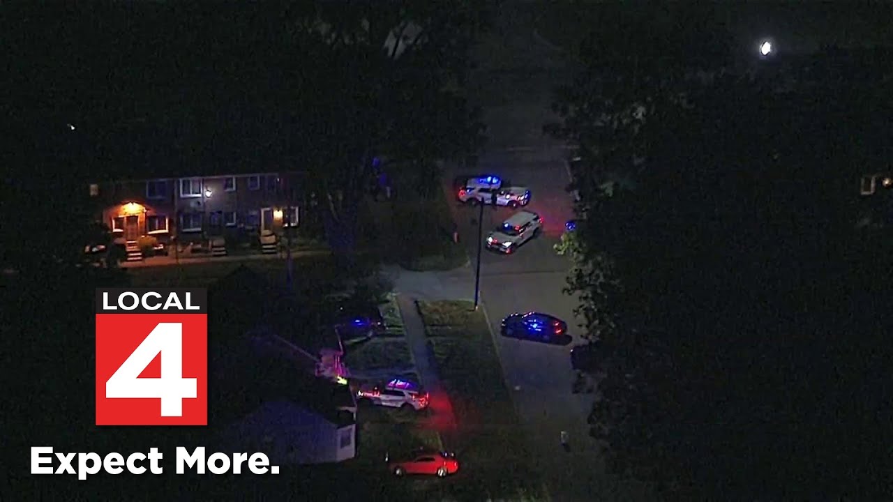 Aerials: Scene of shooting on Detroit's east side on Sept. 10