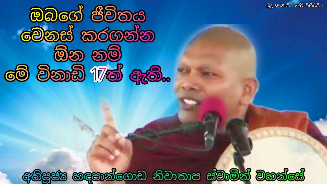 ඔබගේ ජීවිතය වෙනස් කරගන්න මේ විනාඩි 17ත් ඇති. Handapangoda Niwathapa Himi හඳපාන්ගොඩ නිවාතාප හිමි බණ