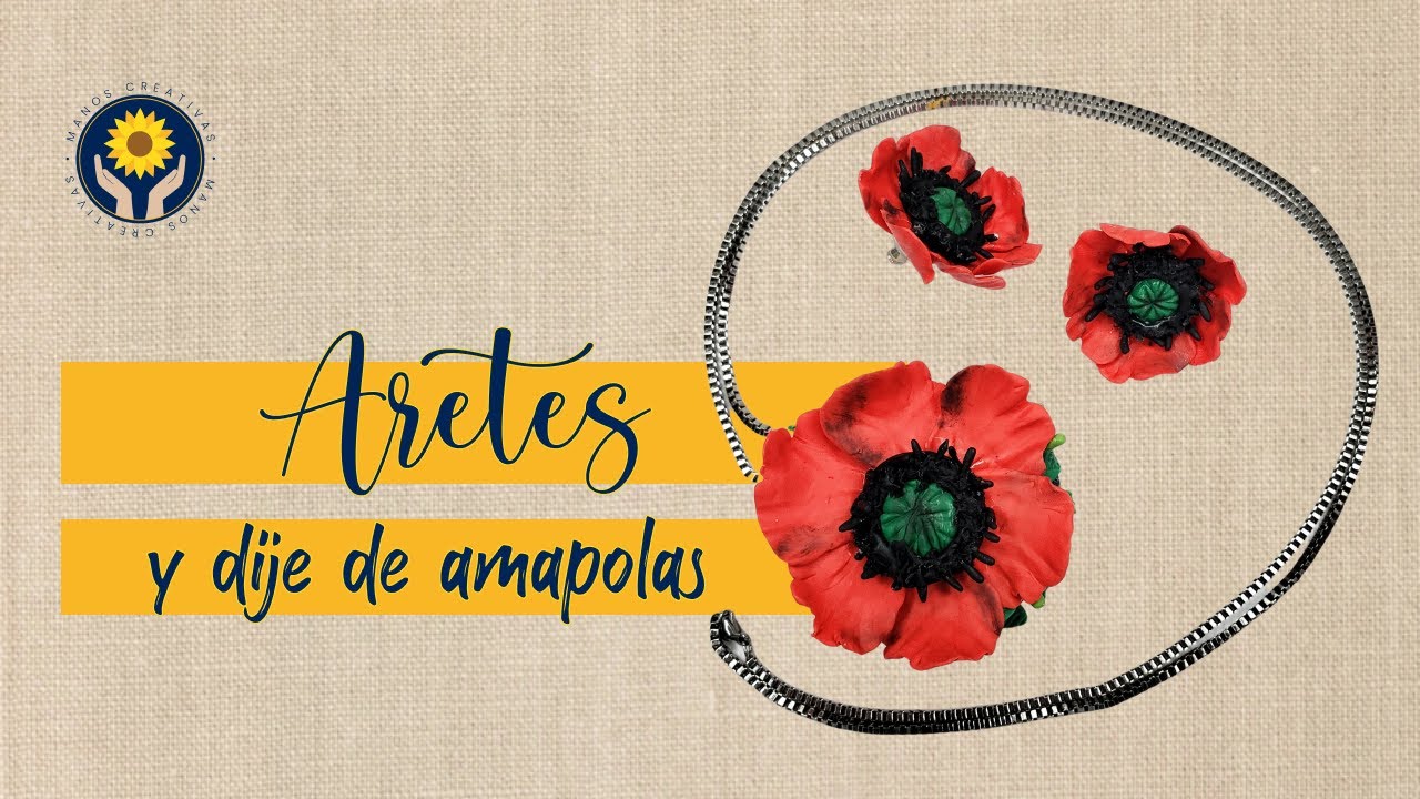 Cómo hacer Aretes y Dije de Amapolas | Escuela Manos Creativas