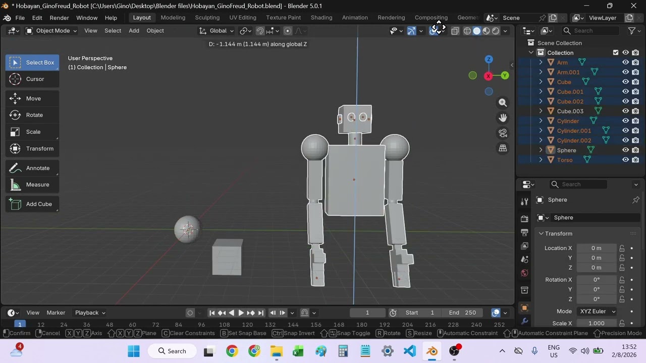 Creating a simple robot - Timelapse - Blender practice