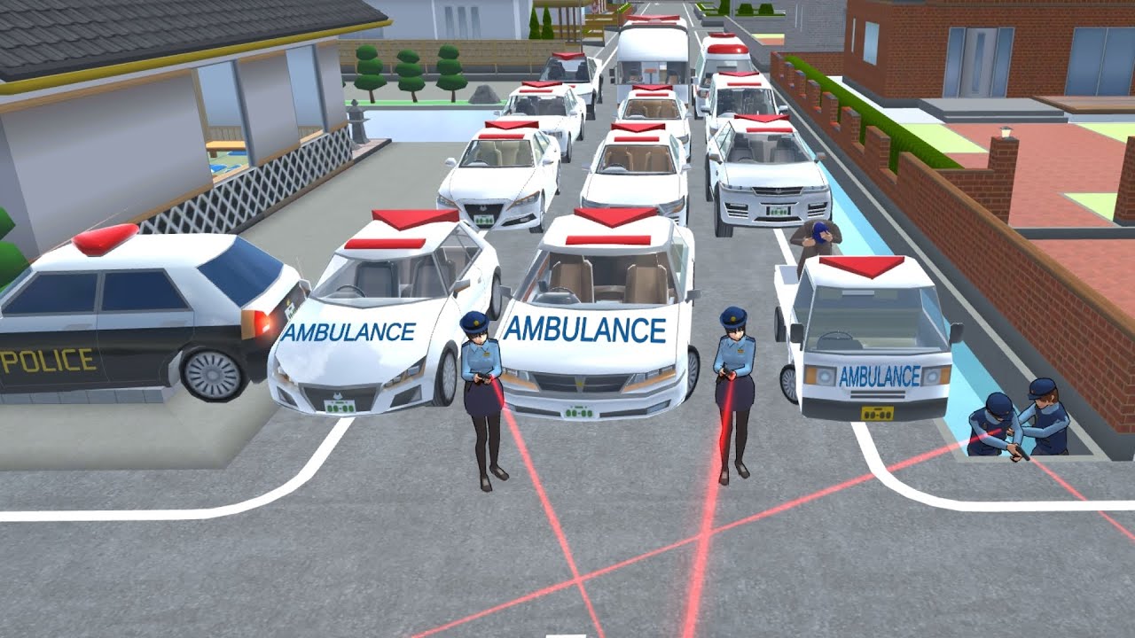 Collection all of ambulance cars 🚓🚔 at Sushi Bar part 1 SAKURA School Simulator
