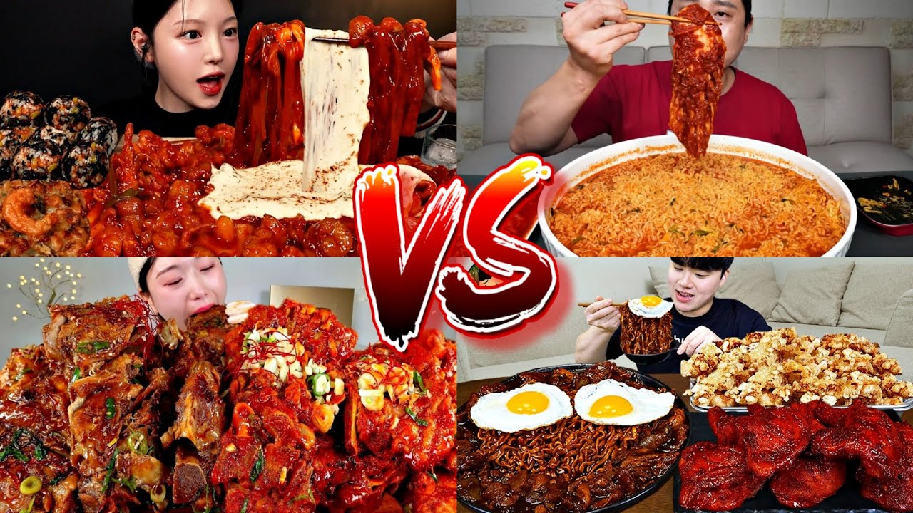Female VS Male Satisfying Big Bites ASMR MUKBANG (compilation)