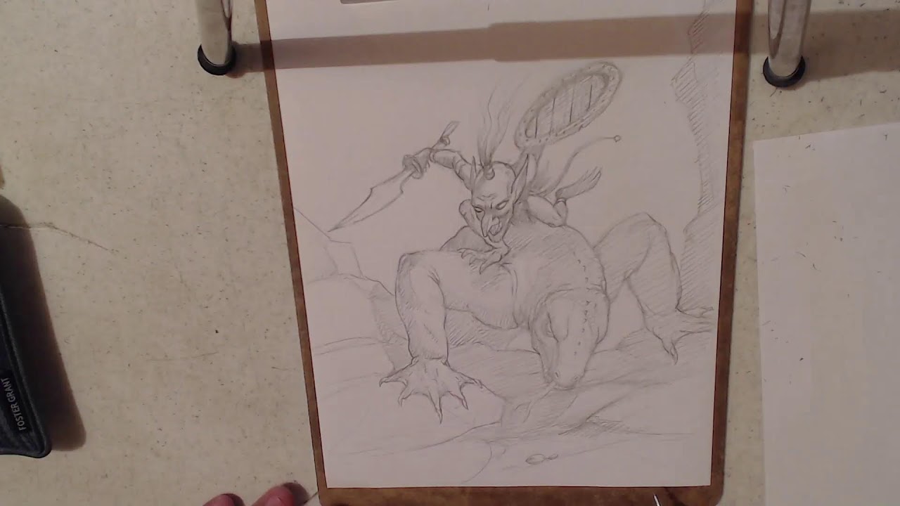 Drawing AD&D Monsters - Goblin on mount! Part 1 #art #artist #fantasy #livestream