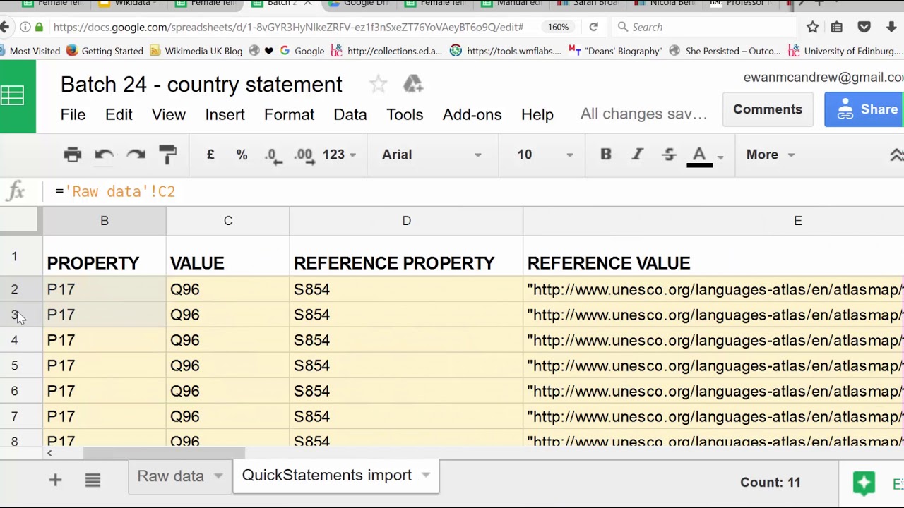 Mass edits on Wikidata - how to use Google spreadsheets and Quickstatements