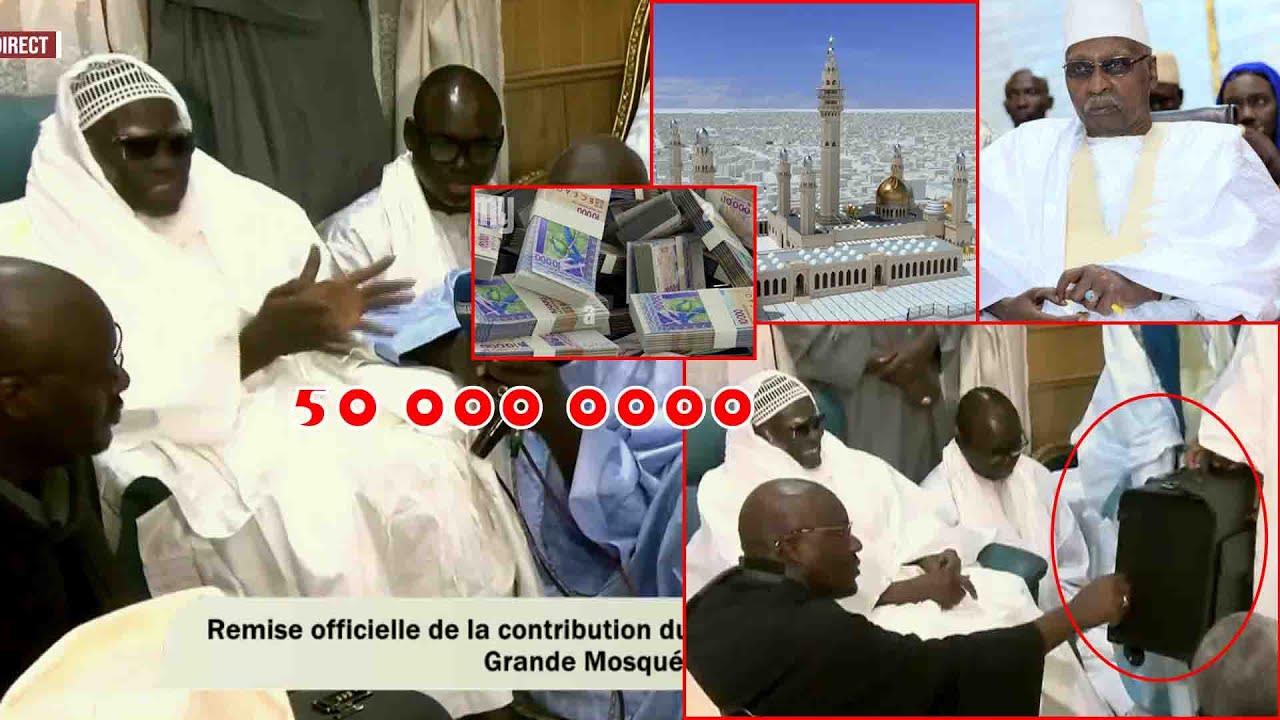 🔴URGENT Remise des 50 millions du Khalif General des Tidianes à la Grande Mosquée de Touba