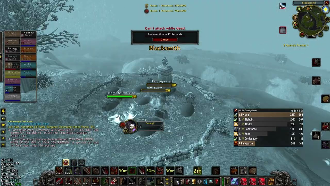 big damage! WoW Classic fury warrior Arathi Basin pug vs pug 61