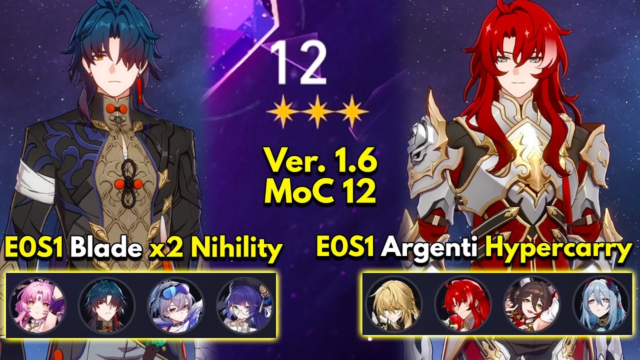E0S1 Blade x2 Nihility & E0S1 Argenti Hyper | Memory of Chaos Floor 12 3 Stars Honkai: Star Rail 1.6