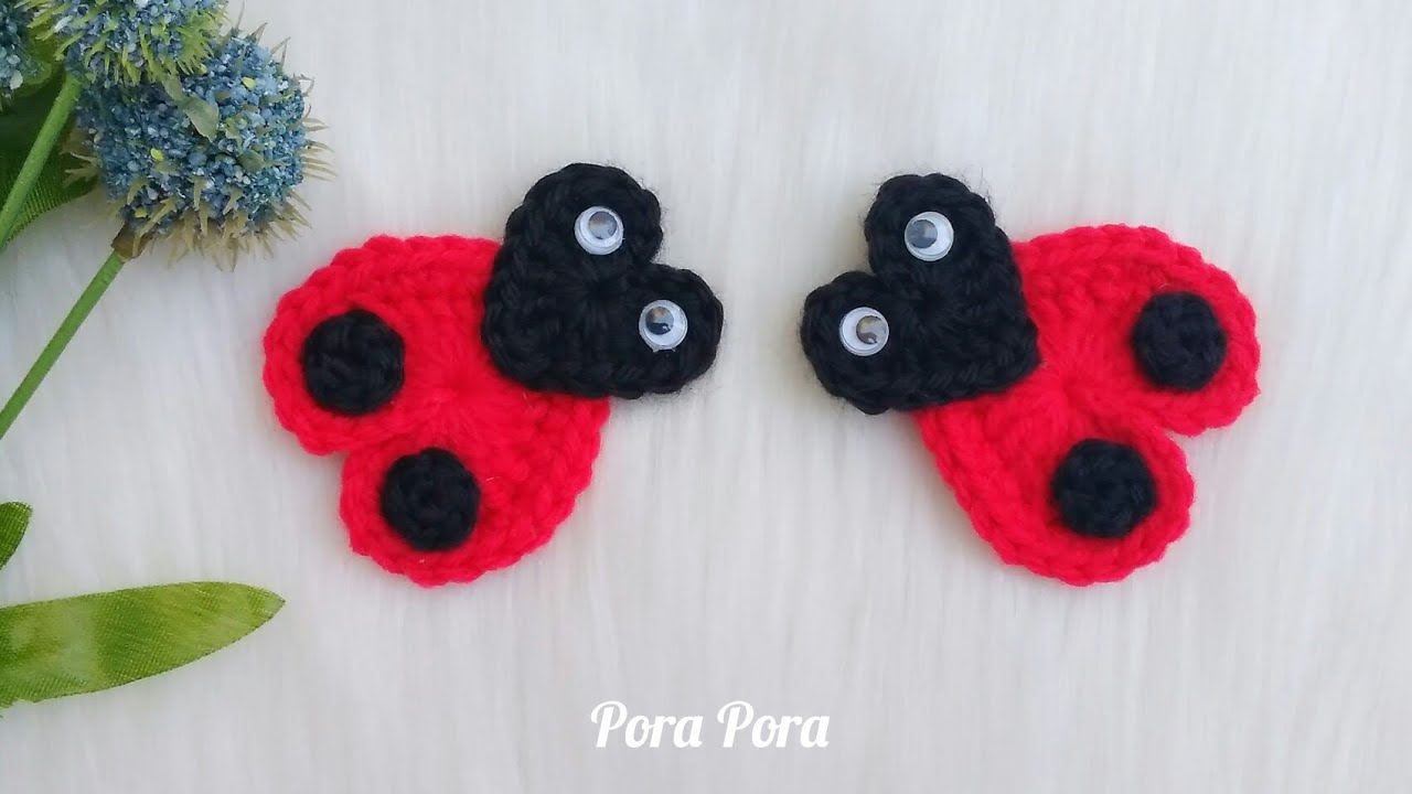 Crochet Valentine Lovebug I Crochet Ladybug Applique I Crochet Valentine Ideas