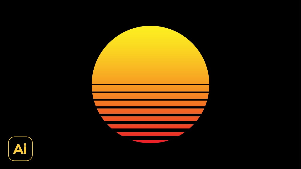 Make a Simple Retro Sunset Background Design | Adobe Illustrator Tutorials