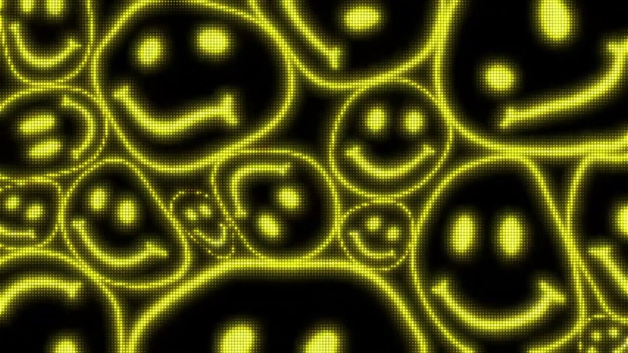 Yellow Warped LED Smiley Face Background || 1 Hour Looped HD