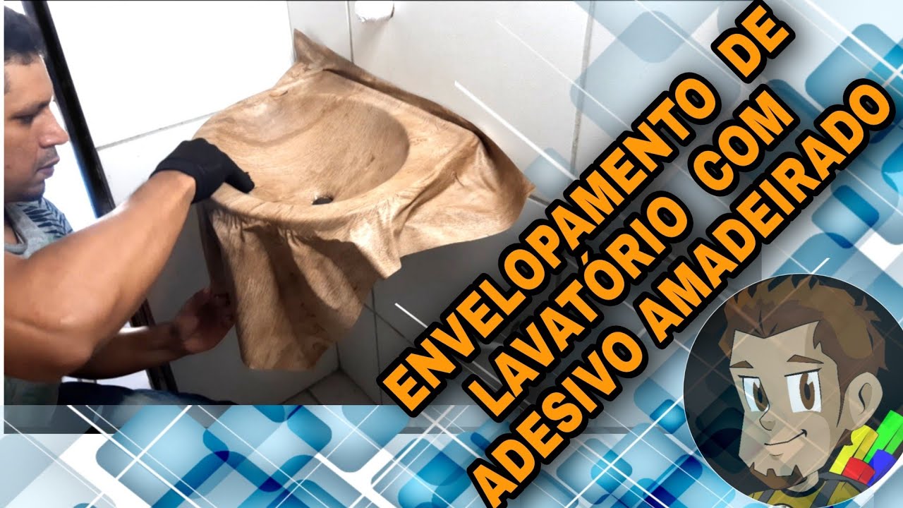 ENVELOPAMENTO DE  LAVATÓRIO COM ADESIVO AMADEIRADO
