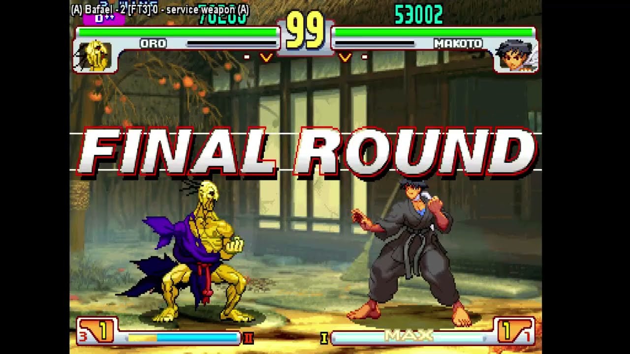 Fightcade 2 SF3 casuals vs service weapon (Oro vs Makoto) 2025/12/23