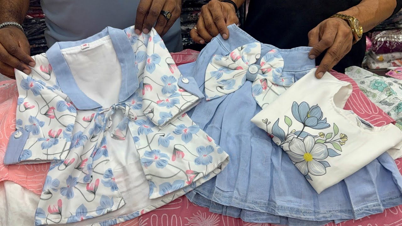 ১-১০ মেয়ে বাবুদের ঈদ স্পেশাল শর্ট স্কার্ট,টপস ডিভাইডার সেট টপস ডেনিম প্যান্ট সেট | Baby girls dress