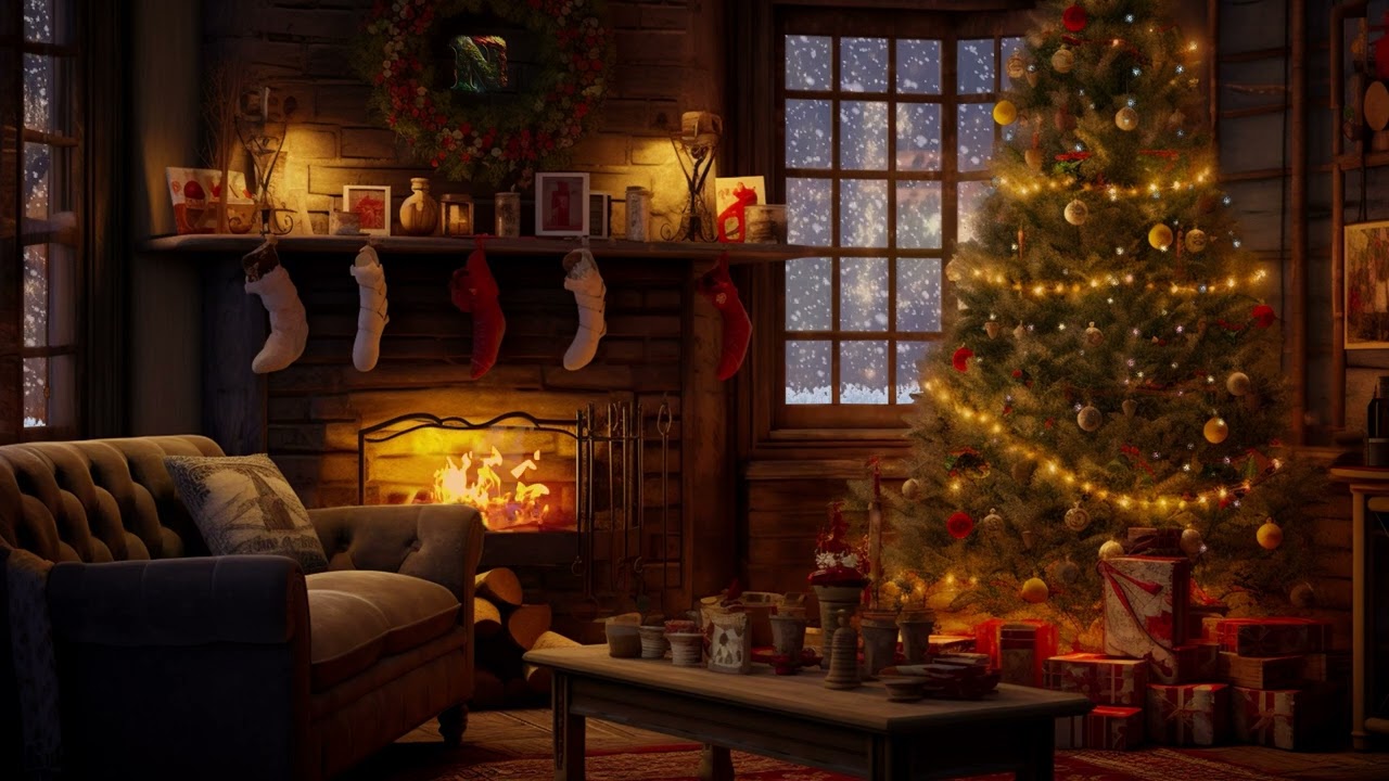 A Cozy and Peaceful Christmas: Relaxing Snowfall and Fireplace Sounds