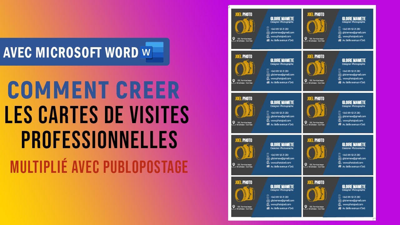 Comment créer des cartes de visites professionnelles ms word avec publipostage
