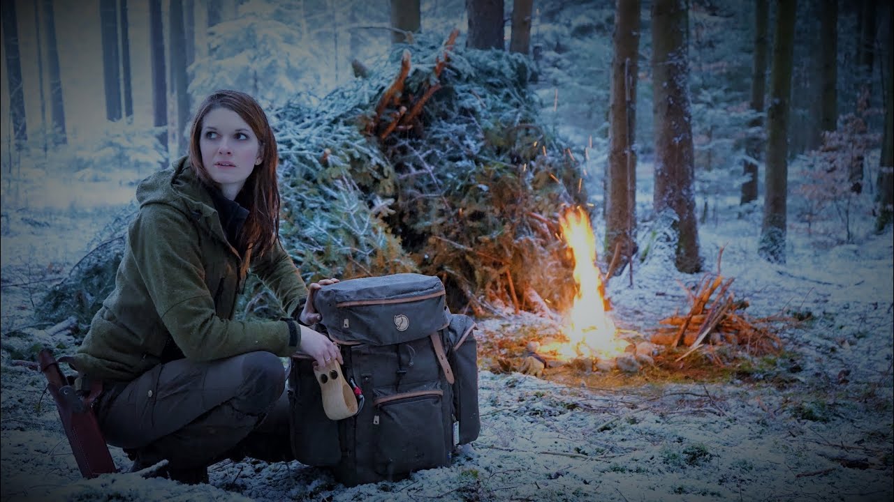 Bushcraft🌲Extreme Kälte & Schnee🔥Alleine über Nacht bei -11° im Wald /4K Multicam Darkmode