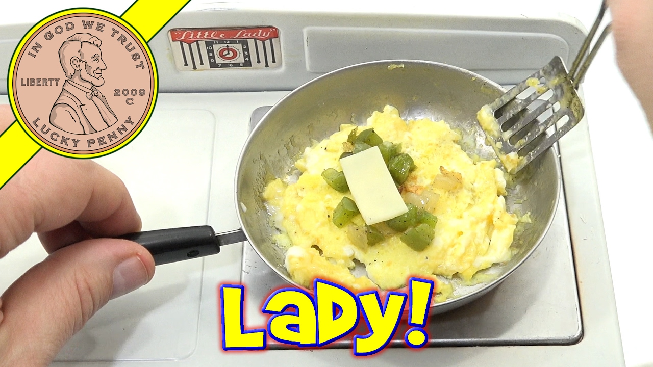 Little Lady Vintage Oven Cooking A Miniature Omelet