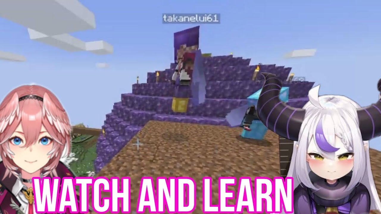 Takane Lui Teach Little Laplus How To Fly | Minecraft [Hololive/Sub]