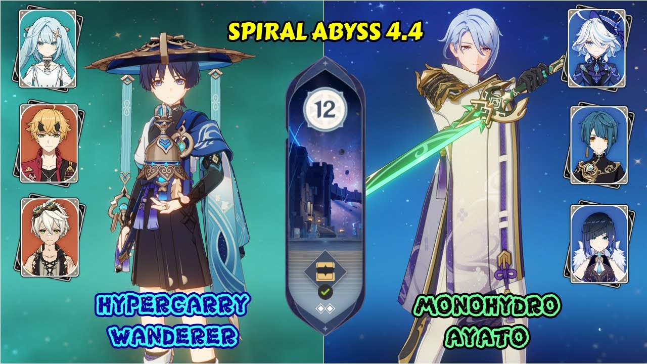 Spiral Abyss 4.4 | HyperCarry Wanderer & MonoHydro Ayato| Genshin Impact