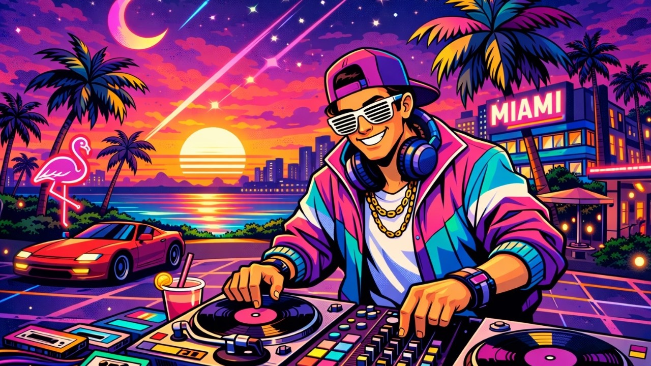 Neon Retro Synthwave 🌴 80s Night Drive DJ Mix | Classic Vibes