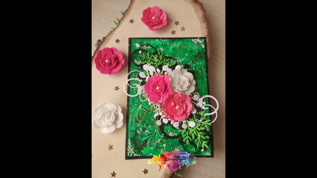 Mix Media card with Handmade Felt Flowers!  #creative2015minds