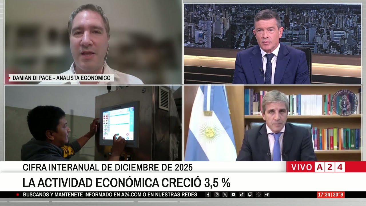 ⬆ LA ACTIVIDAD ECONÓMICA CRECIÓ 3,5%: CIFRA INTERANUAL DE DICIEMBRE DE 2025