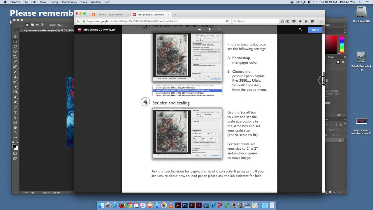Epson 3880 printing with Photoshop 2015