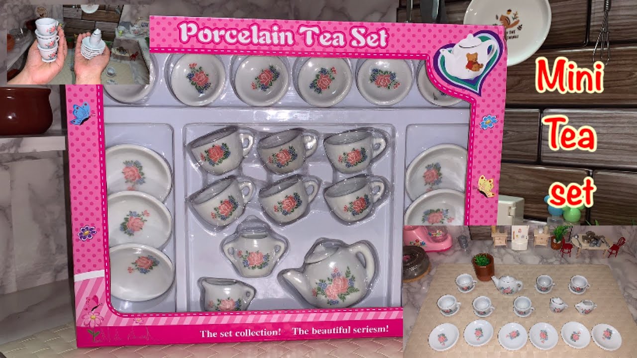 Unboxing Miniature Porcelain Tea Set l Miniature Utensils l Tiny Tea Pot Set from deeps mini kitchen