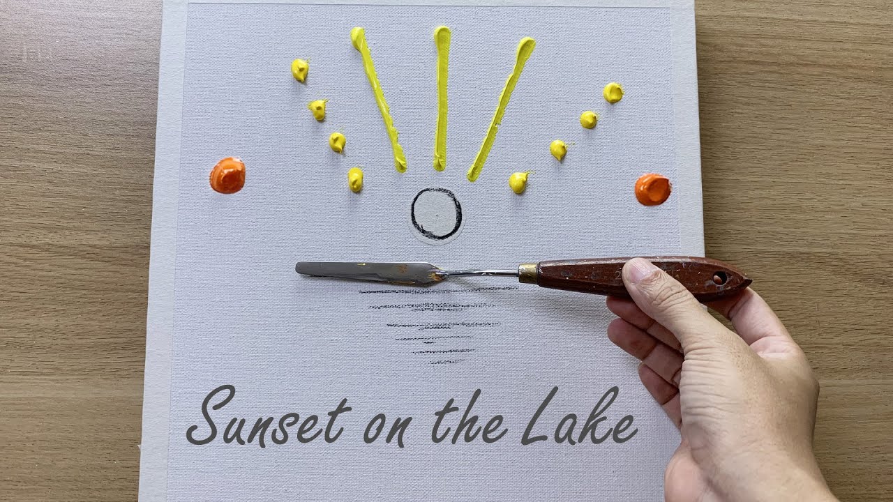 Daily challenge #131 / Acrylic / Sunset on the lake painting