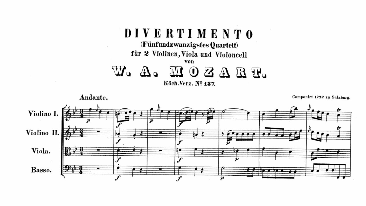 Mozart: Divertimento in B-flat major, K. 137/125b (with Score)