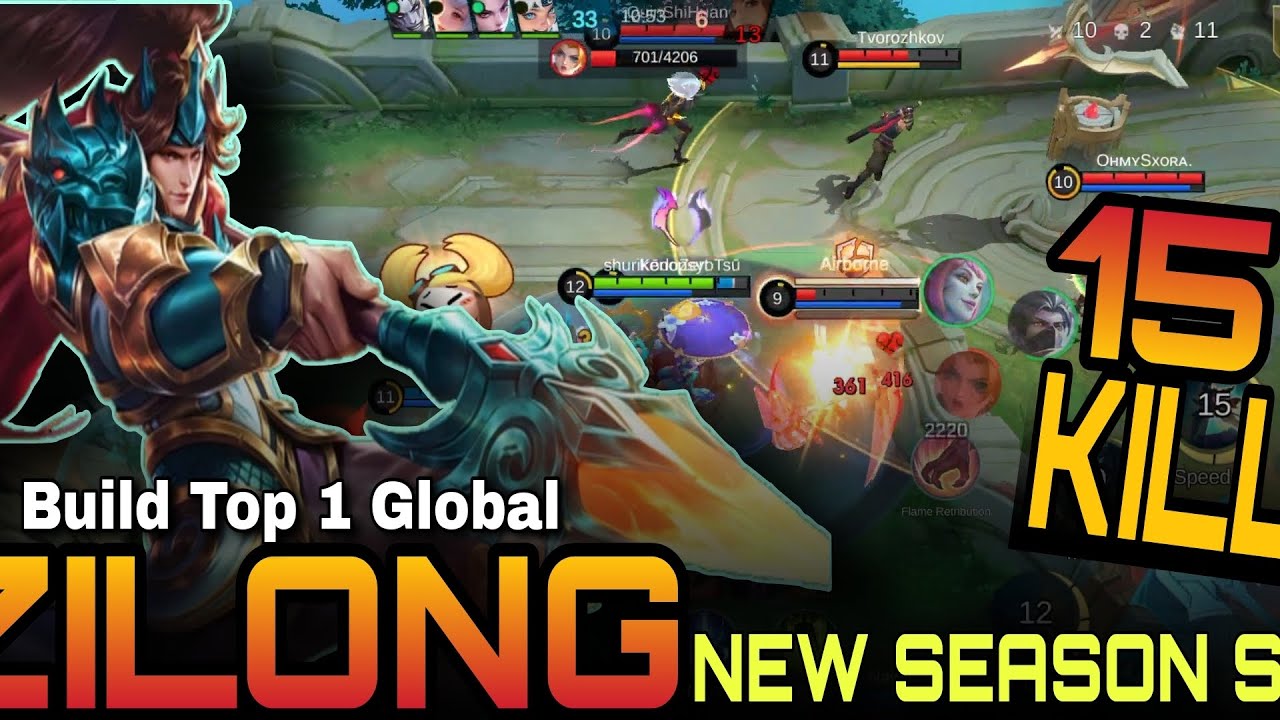 15 Kills Zilong 💀 New Season Skin Gameplay | Insane Damage Build | MLBB