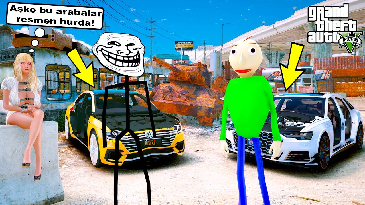 TROLLFACE VE BALDİ BÜYÜK ÖDÜLLÜ HURDALIKTAN TAMİR YARIŞI YAPIYOR! - GTA 5