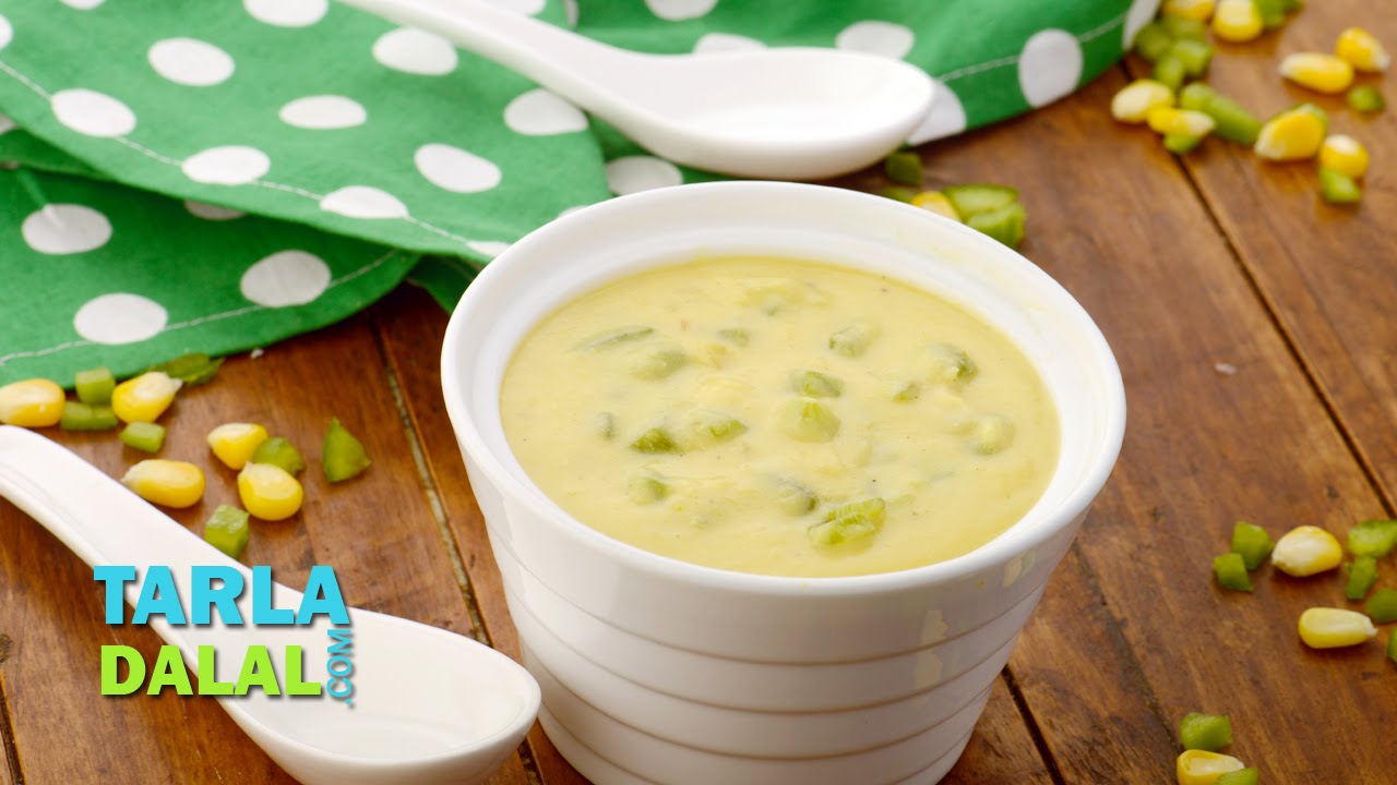 Sweet Corn and Capsicum Soup by Tarla Dalal