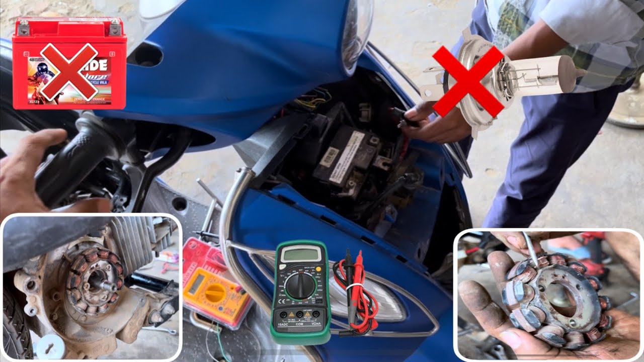 Yamaha fasino scooty headlight and battery charger problem हैडलाइट बैटरी चार्ज प्रॉब्लम