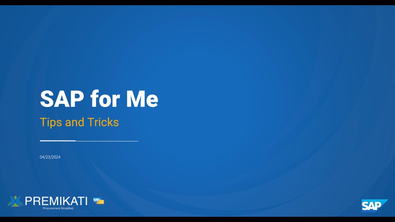 SAP For Me Webinar