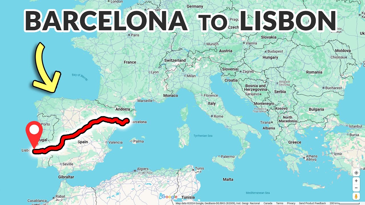 Barcelona to Lisbon Europe Road Trip: COMPLETE Drive Timelapse 4K