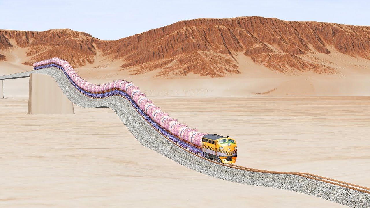 Trains vs Unique Rail Track - Beamng Drive