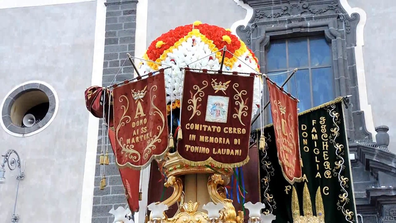 Trecastagni 4 Maggio 2018 Festosa Uscita dei Cerei con Sparo di Fuochi Artificiali Ditta Firemotion