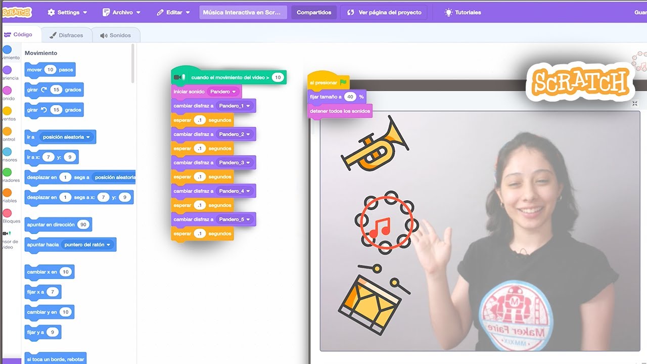 Música Interactiva en Scratch 🥁💻 - MoonMakers