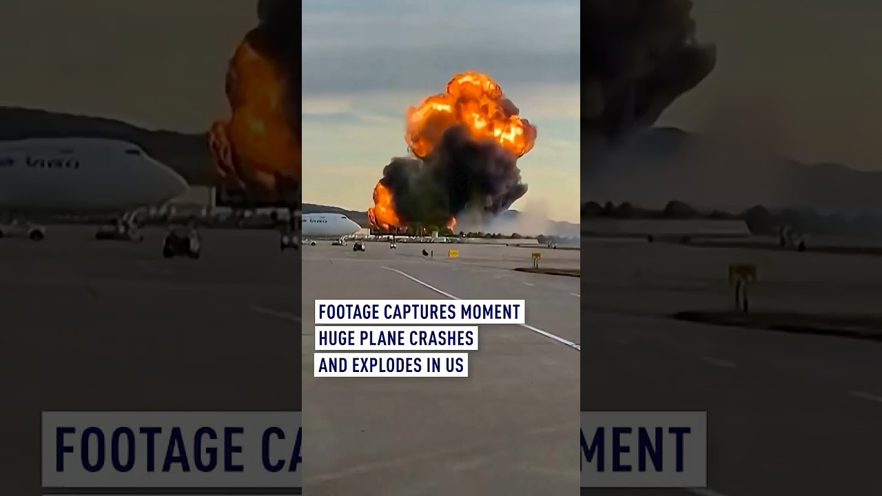 Footage captures moment huge plane crashes and explodes in US
