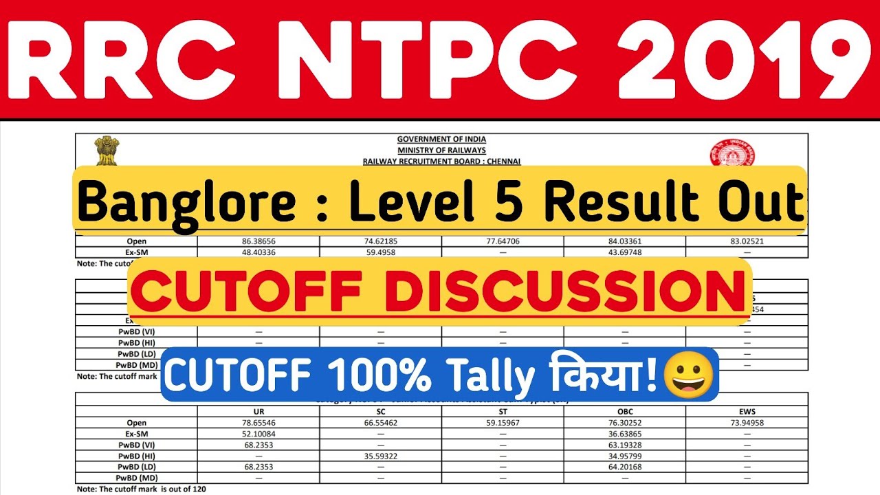 RRB BENGALURU - NTPC Level-5 DV RESULT OUT | CUTOFF DISCUSSION
