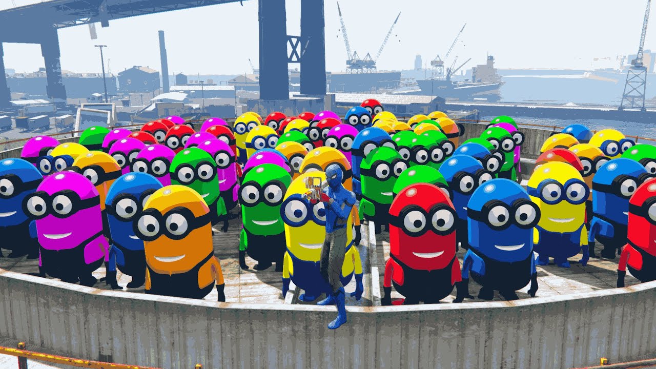GTA 5 Spiderman vs Red Minion vs Yellow Minion - Epic Ragdoll Fights