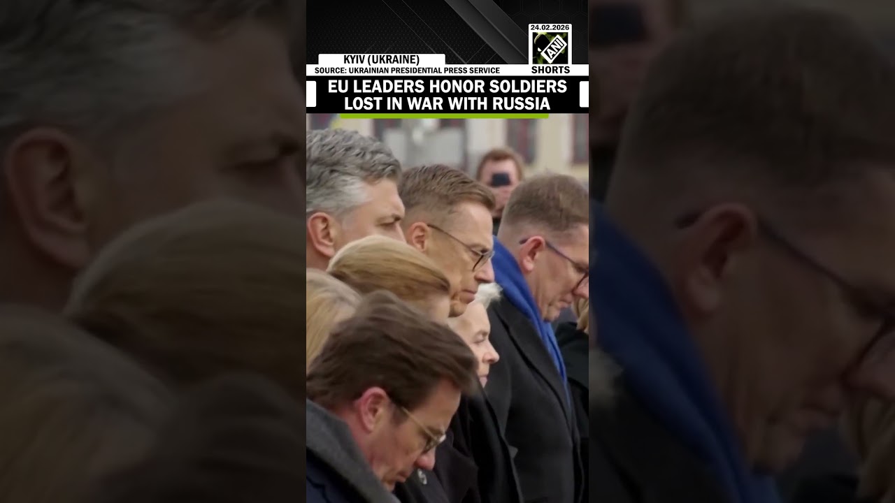EU leaders join President Zelenskyy to honor fallen soldiers in Kyiv as Ukraine enters 5th yr of war