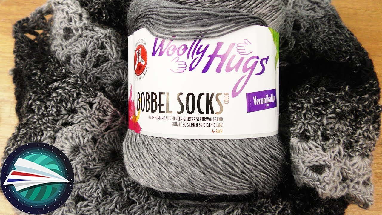 Grafiet grijze sjaal haken| Woolly Hugs Bobbel Socks | Sjaal met kleuroverloop zelf maken